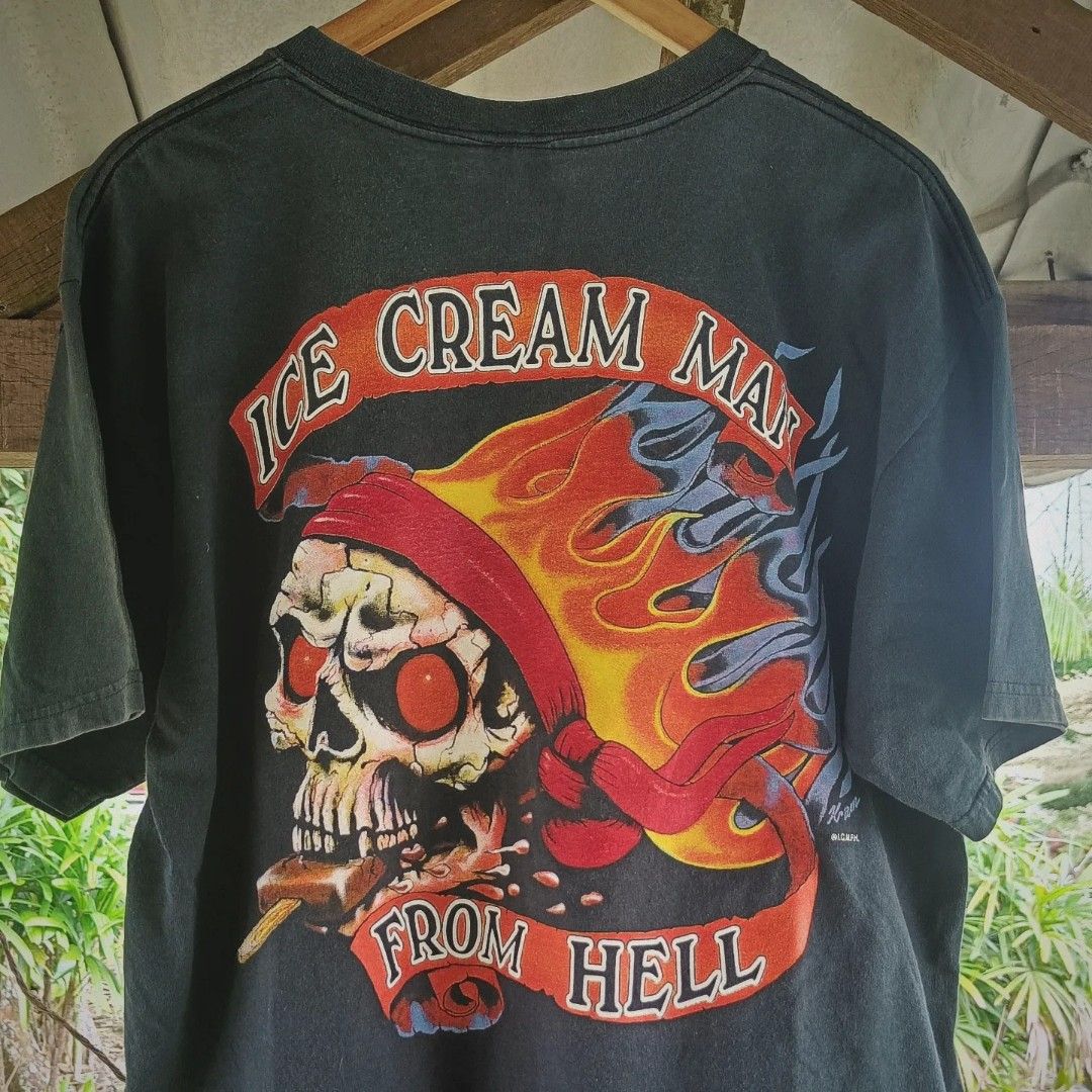 Vtg.90's Ice Cream Man From Hell Tee, Men's Fashion, Tops & Sets