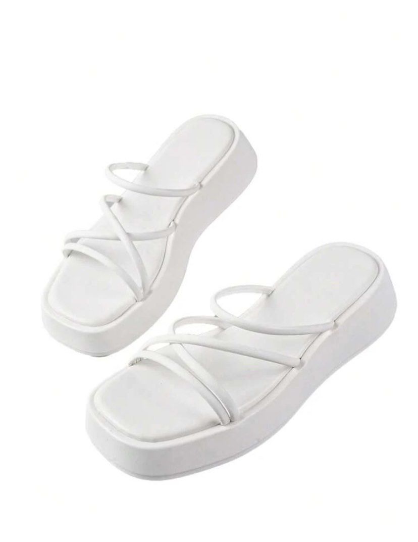 White Chunky Strap Sandals Size 5.5 Women s Fashion Footwear