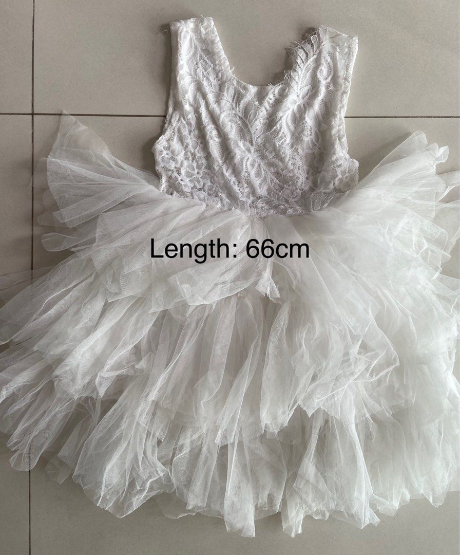 White Lace concert party performance flower girl dresses for 3
