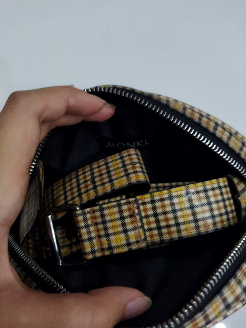 Yellow Checkered Monki Shoulder Sling Belt Bag