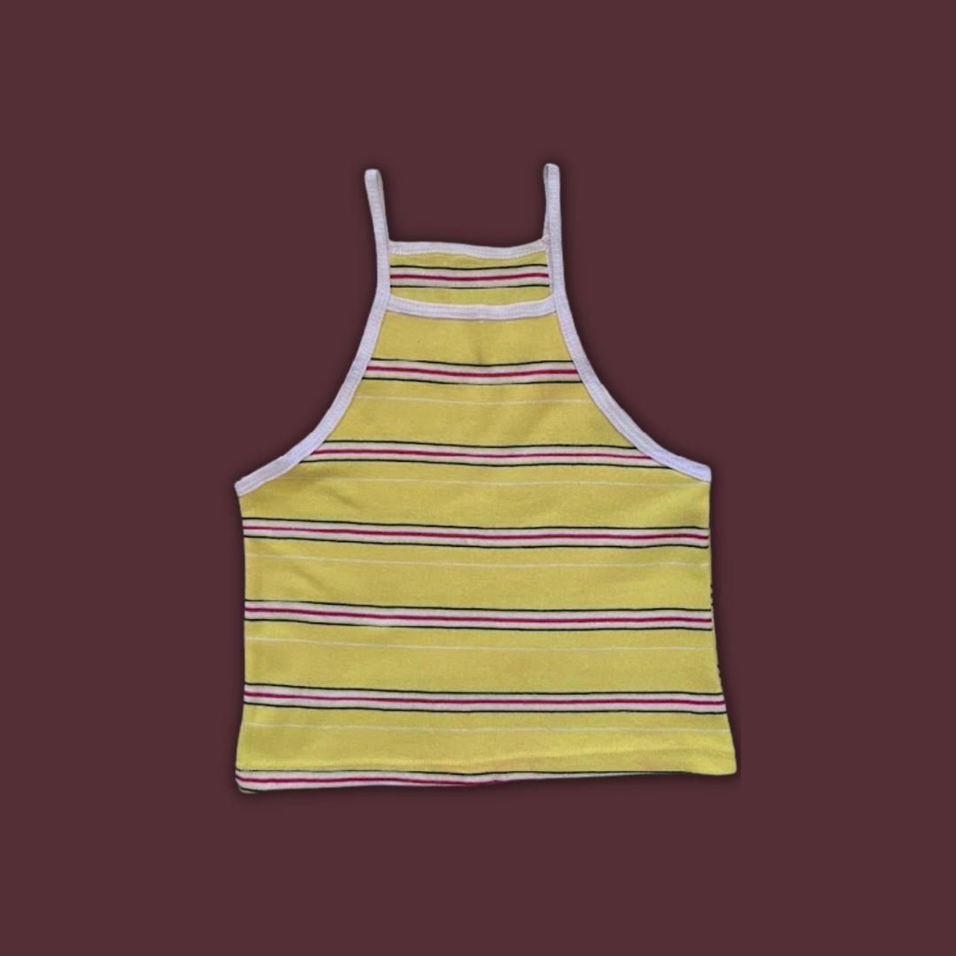 YELLOW TANKTOP (Category: Sleeveless) located in Paranaque City. Submitted by sofiaflrs (Listing ID 1269517922, Image 1). Description: YELLOW TANKTOP FITTED SLEEVELESS FIT Size: XS-S Color: Yellow Design: Lines Brand: Unbranded Condition: Used (1X) RFS: Decluttering Notes: 1. All are in good condition, unless stated otherwise. 2. I can send more pictures via personal message. For clothing pieces, I can send "when-worn" pictures if I have. 3. Ship