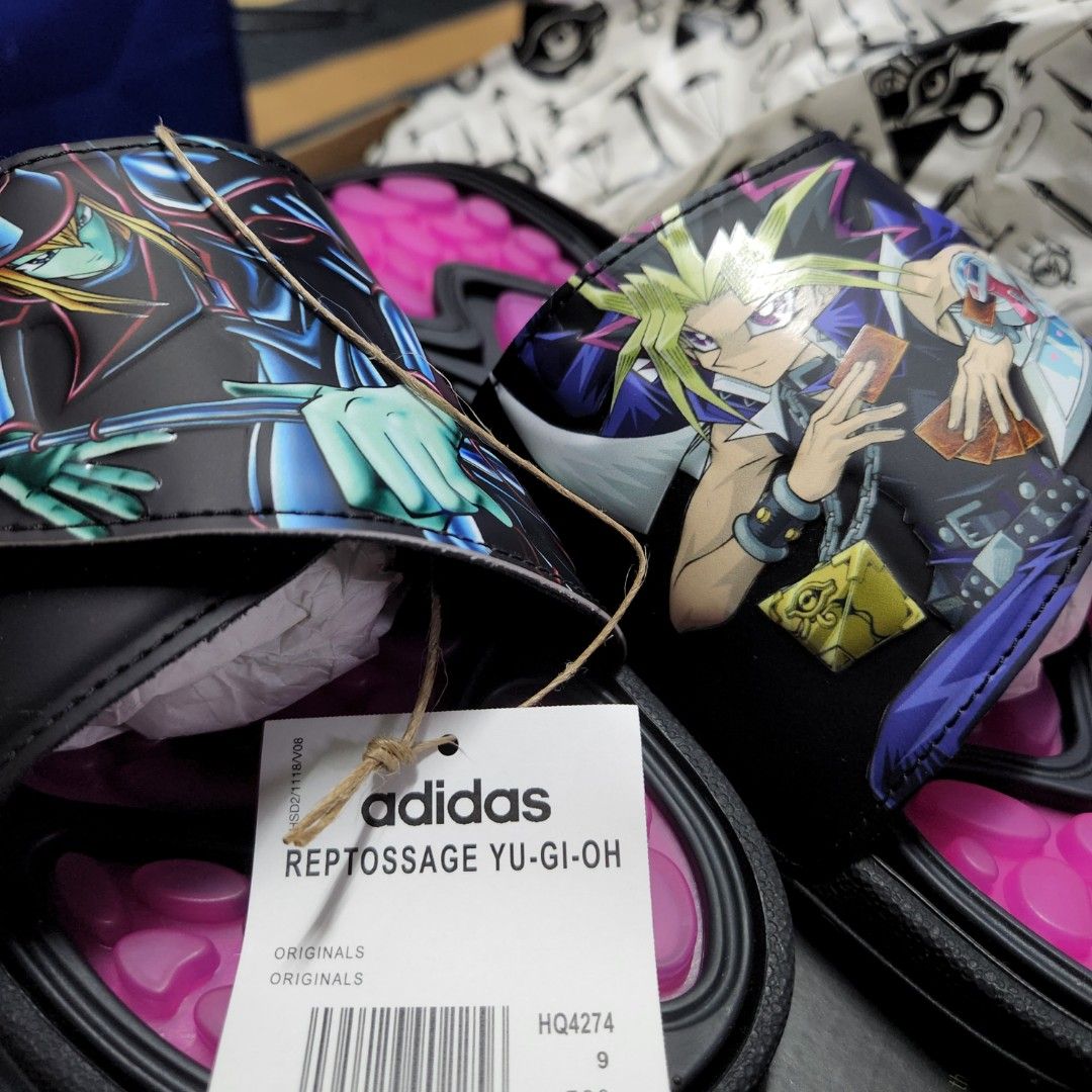 ADIDAS REPTOSSAGE YU-GI-OH SLIDE SLIPPER, Men's Fashion, Footwear,  Flipflops and Slides on Carousell
