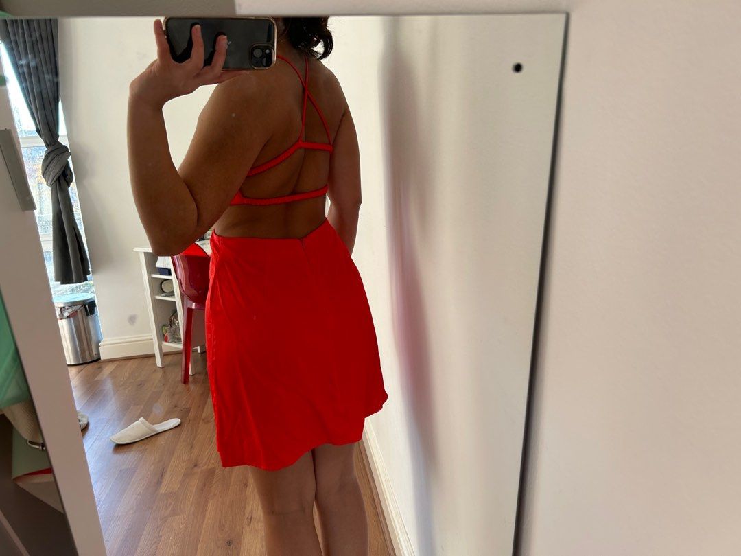 Zara backless satin dress, Women's Fashion, Dresses & Sets, Dresses on  Carousell