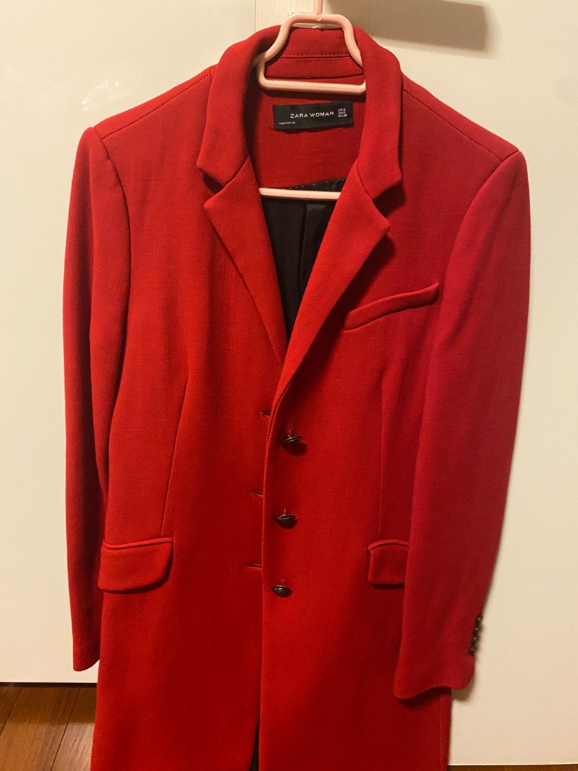Zara red coat mens cheap