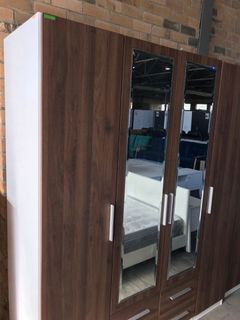 Zetland Wardrobe 4 Door 4 Drawer with Mirror - Walnut Sale!!!!