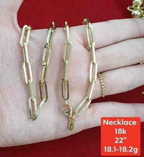 18k gold paperclip chain 20” & 22”