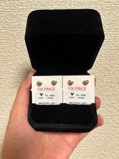 18K Japan Yellow Gold Heart Earrings Stud
