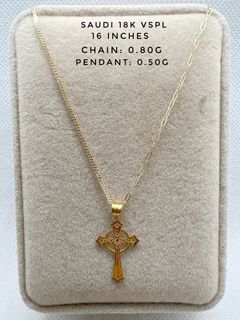 18K Saudi Gold Cross Necklace