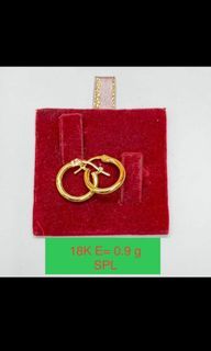 18K Saudi Gold Loop Earrings Plain