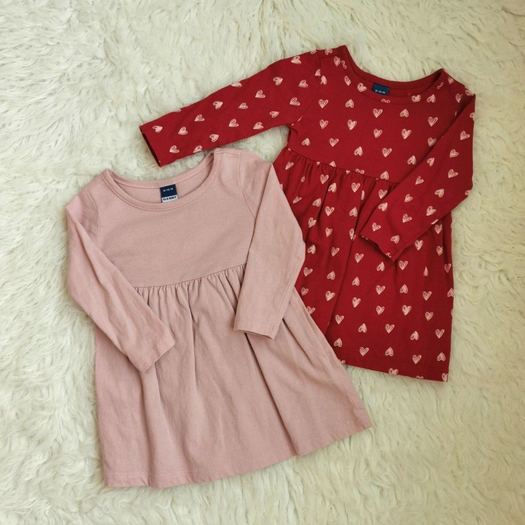 2 Pcs Old Navy Baby Girl Long sleeved Dress Babies Kids Babies Kids Fashion on Carousell