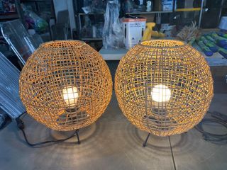 2 Units Rattan Ball Table Lamp Package