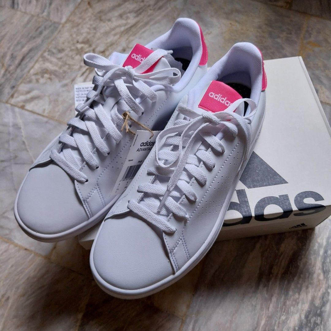 Adidas Real Pink White Advantage Tennis Shoes Sneakers Cloudfoam Size US 9 39 Casual Basic Aesthetic Cute Pastel Simple Minimalist Authentic BNWT Women s Fashion Footwear Sneakers on Carousell