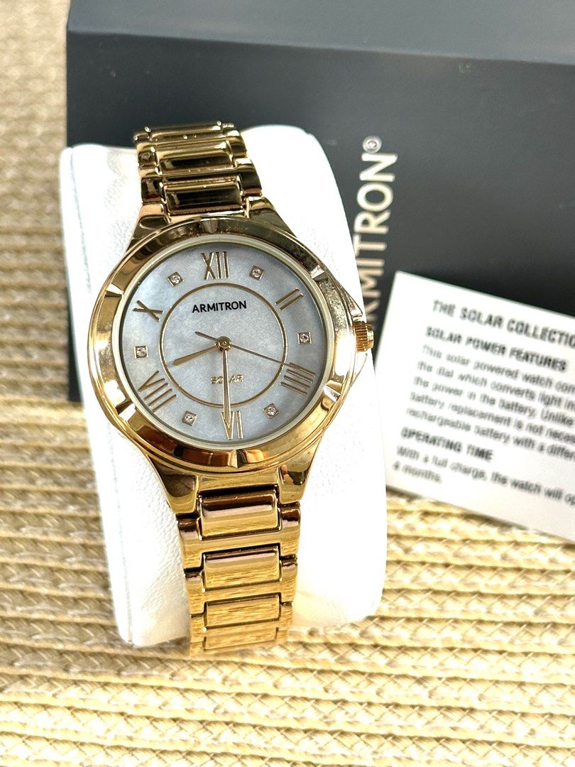 Armitron US Gold tone Mother of Pearl dial Genuine Crystal