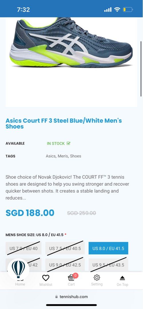 Asics discount men size