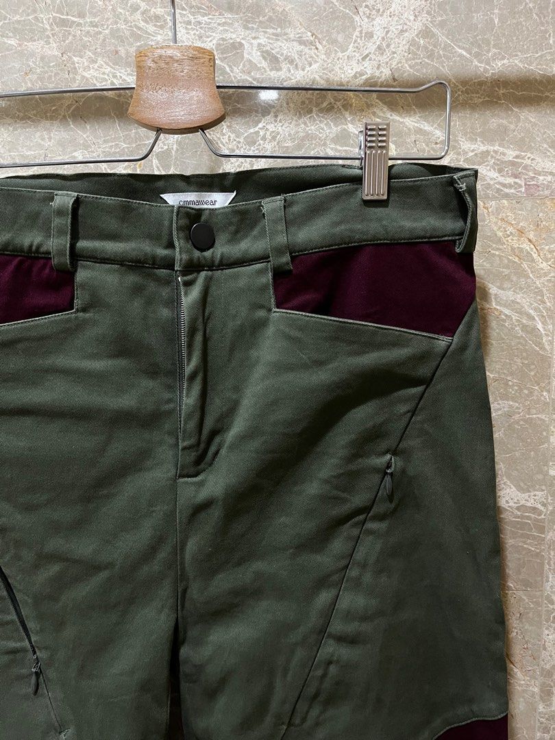 Authentic Cmmawear Calathea Curved Seam Trousers Olive Green Authentic Cmmawear Calathea Curved Seam Trousers Olive Green
