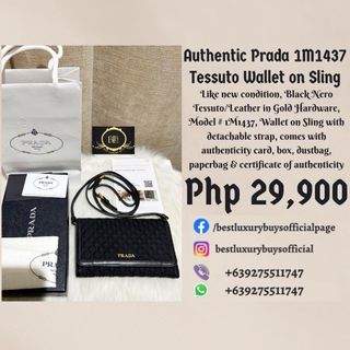 Authentic New Prada 1M1437 Tessuto Nero Wallet on Sling WOC Bag complete with Certificate of Authenticity
