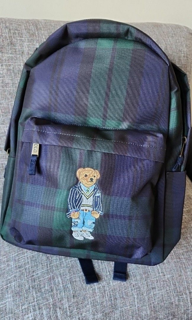 Polo bear tartan backpack outlet