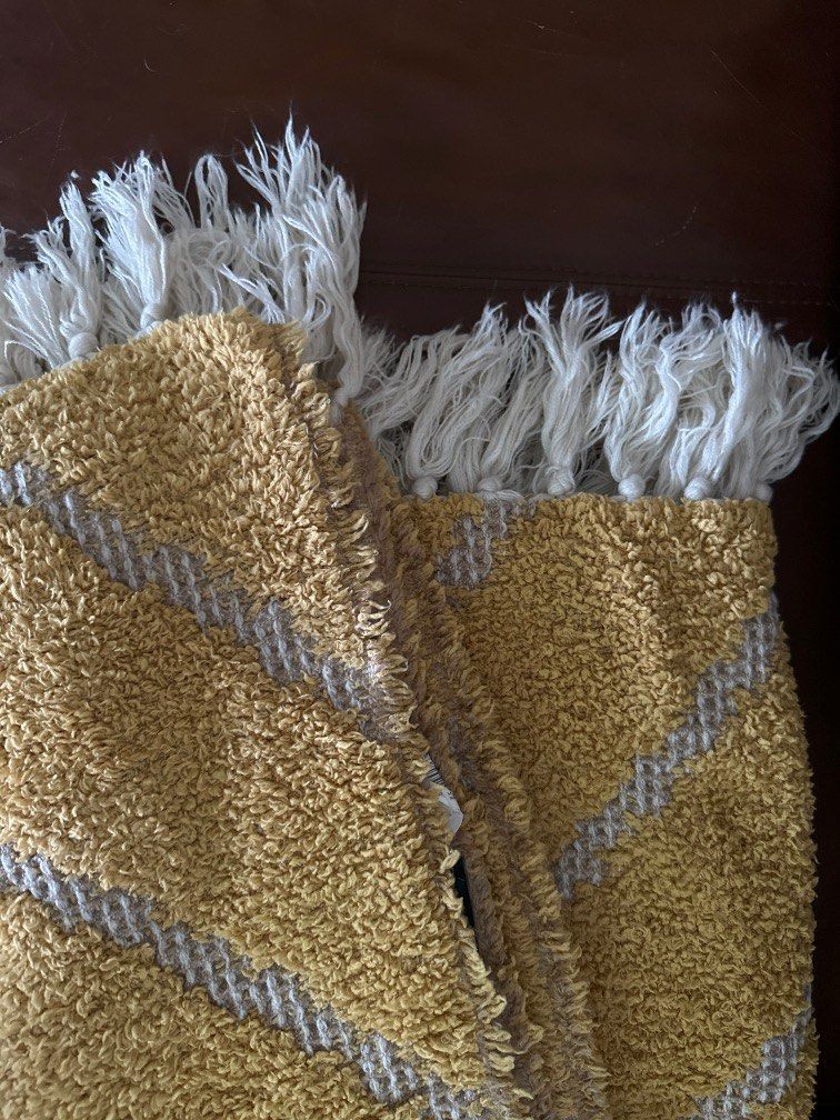 Bed Bath Table Morgan Finch Waffle Throw Mustard yellow white