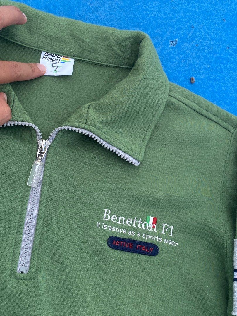 Benetton F1 Half Zipper, Men's Fashion, Tops & Sets, Hoodies on