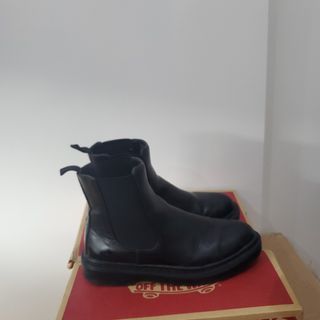 Black chunky vegan leather boots