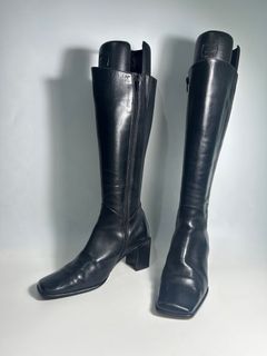 Black Leather Knee-High Boots