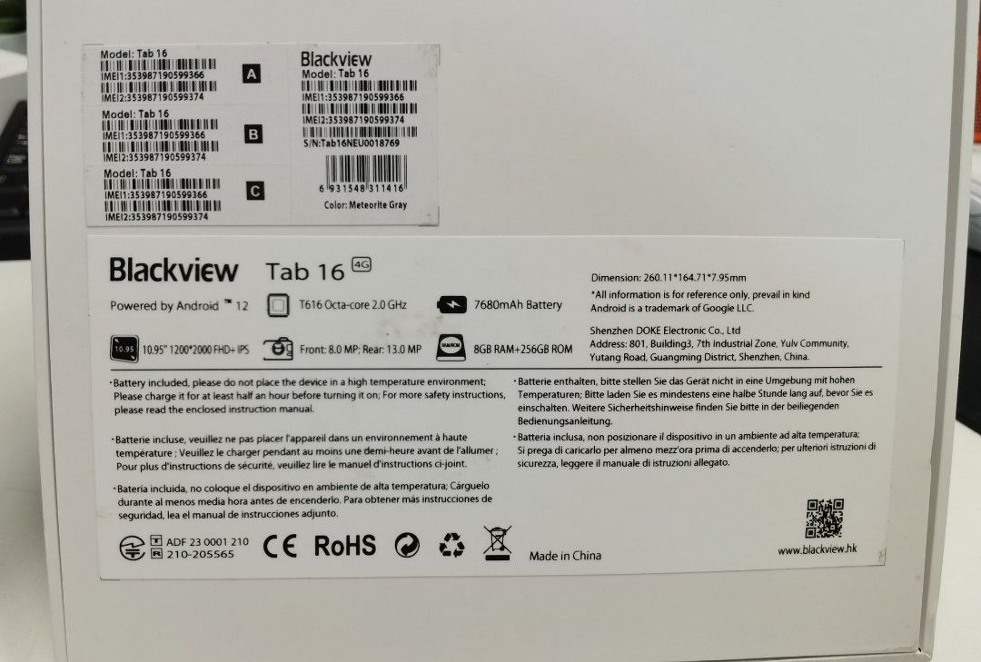 Blackview Tab 16 Grey 256 GB, Mobile Phones & Gadgets, Tablets, Android ...
