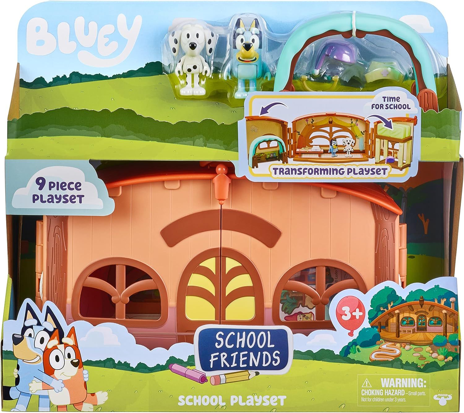 Bluey School Friends Calypso's School Playset, 2.53" Chloe posable