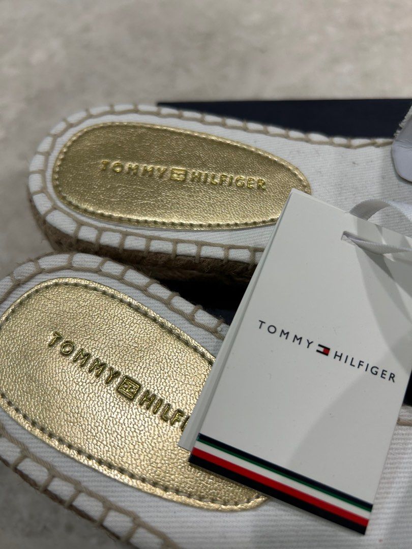 Gold tommy hilfiger sliders cheap