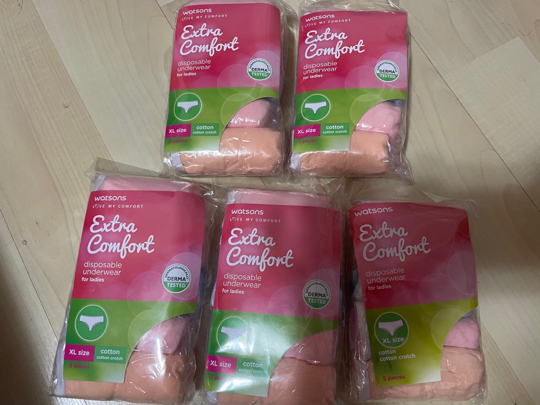 WATSONS Extra Comfort Disposable Maternity Underwear for Ladies Size L  (Cotton, Dermatologically Tested) 5s, Cotton & Paper