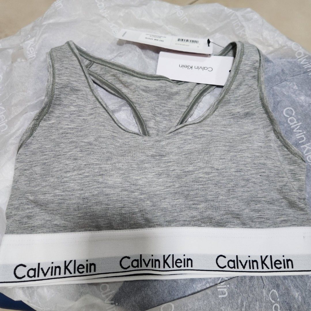 Brand New Modern Cotton Lightly Lined Bralette Calvin Klein Grey