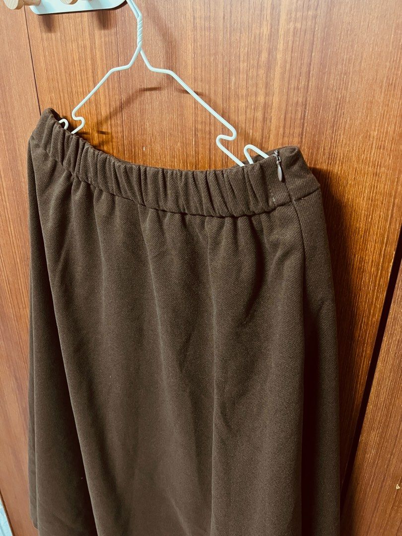 Elastic waist brown best sale skirt