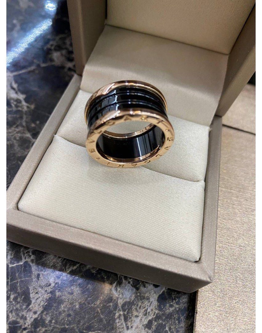 BVLGARI B.ZERO1 RING ROSE GOLD CERAMIC SIZE 59 FULL SET Women s