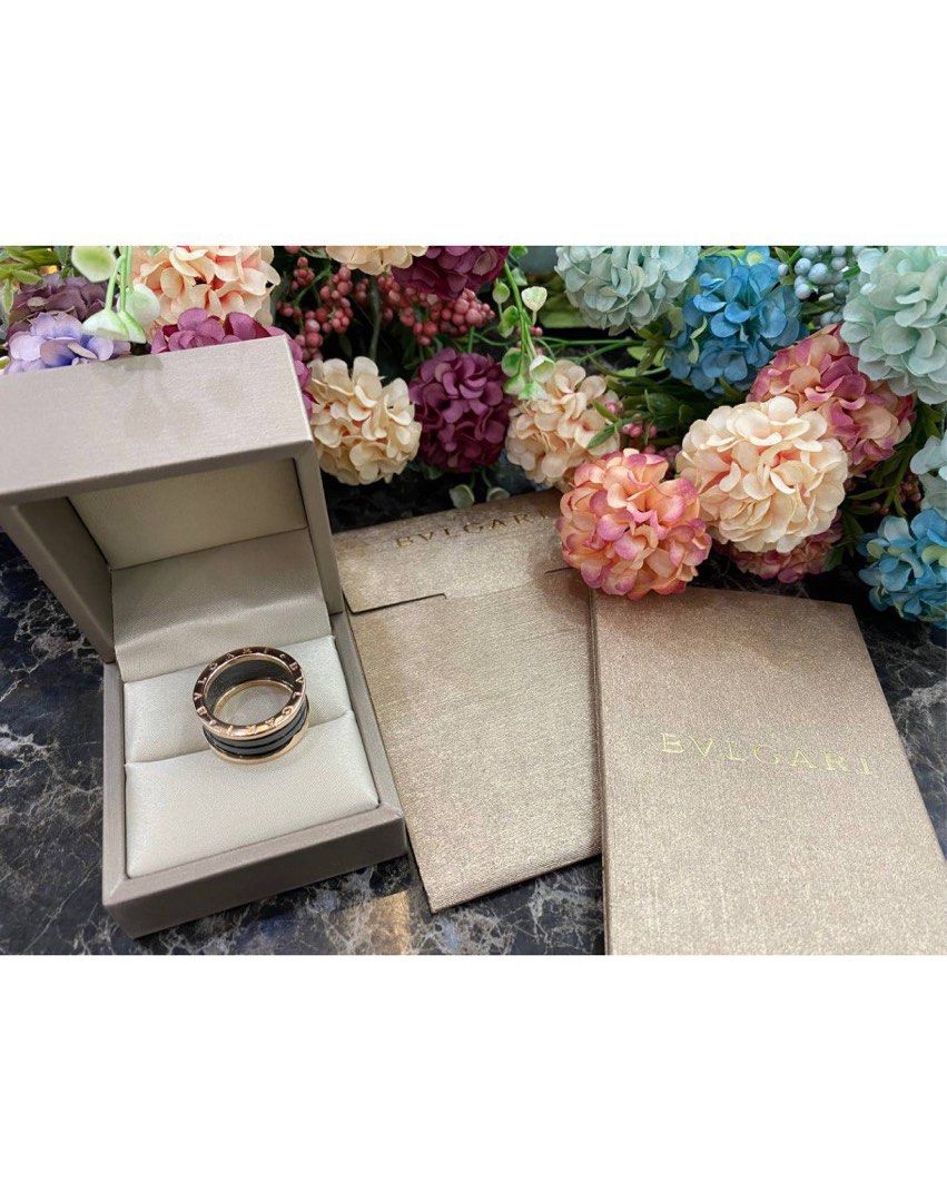 BVLGARI B.ZERO1 RING ROSE GOLD CERAMIC SIZE 59 FULL SET Women s