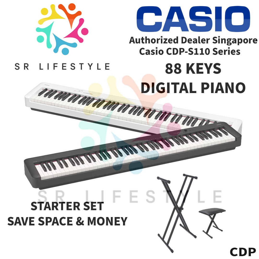 Casio Digital Piano CDPS110 Black White 88 Key Digital Piano Keyboard