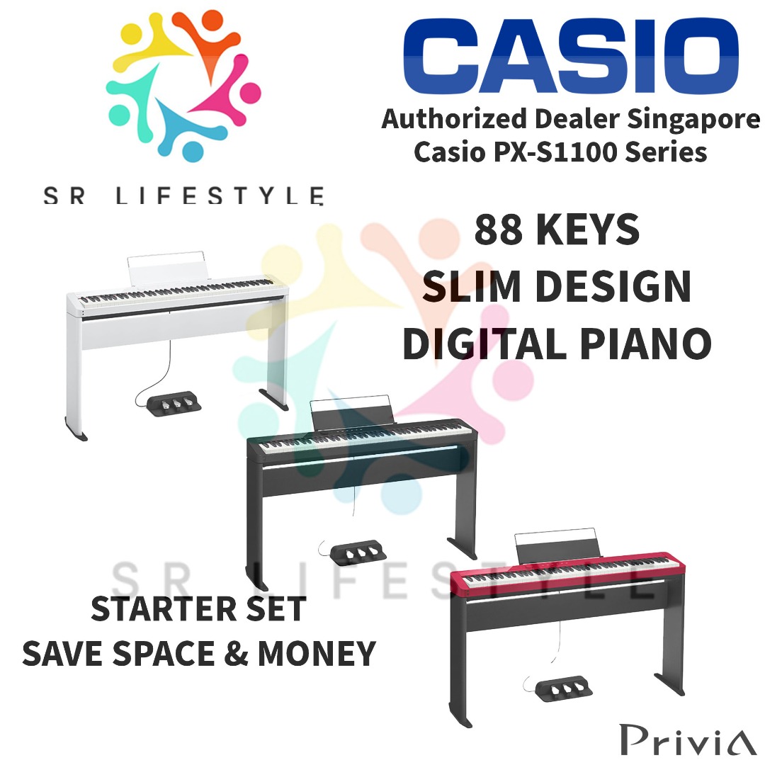 Casio PX S1100 Privia Digital Piano PXS1100 88 Keys Keyboard with 3 Pedals Unit, Sustain Pedal