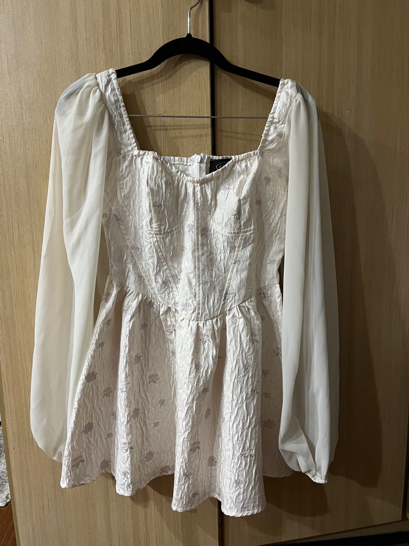 cider floral puff sleeve mini dress (coquette, princess, fairy), Women