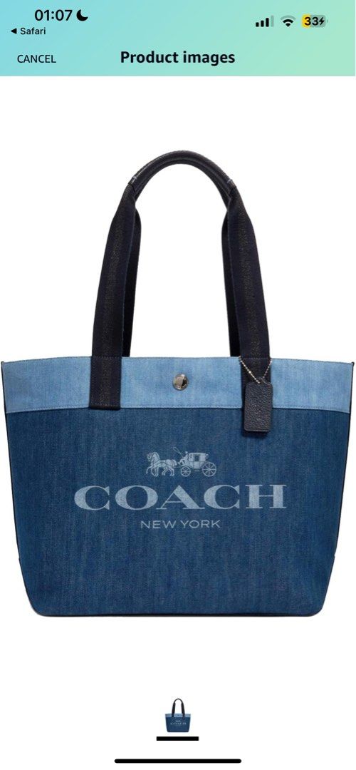 Coach denim tote bag Women s Fashion Bags Wallets Shoulder Bags on Carousell