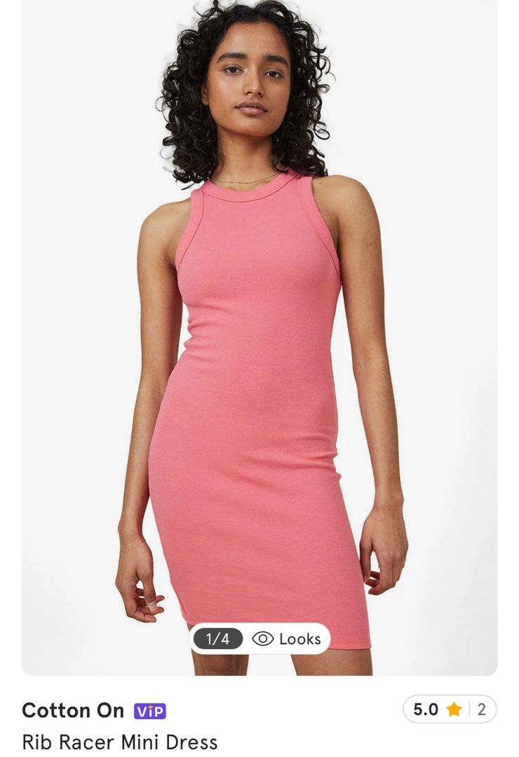 Cotton on pink Rib racer mini dress, Women's Fashion, Dresses & Sets,  Dresses on Carousell