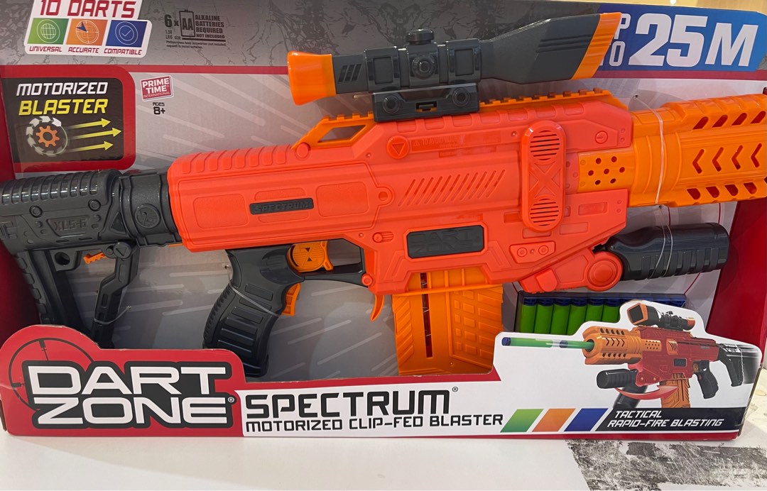 Dart Zone Spectrum Red Motorized ClipFed Blaster Toy Gun, Hobbies