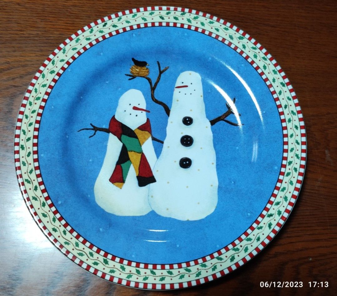 8 Debbie Mumm Snowman design plates 2 sets of 4 designs Furniture Home Living Kitchenware Tableware Cookware Accessories on Carousell
