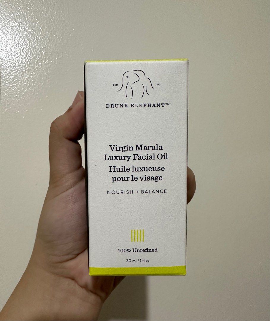 Drunk Elephant Virgin Marula Luxury Face Oil (Category: Face Care) located in Manila. Submitted by declutterwmexox (Listing ID 1269863677, Image 1). Description: Brand new authentic Drunk Elephant🤍 Best deal for this luxury face oil🫶🏻 Non-greasy, perfect for day and night use, my top choice for guasha and overall “sealant” for moisturizer OG price: PHP4,750 .