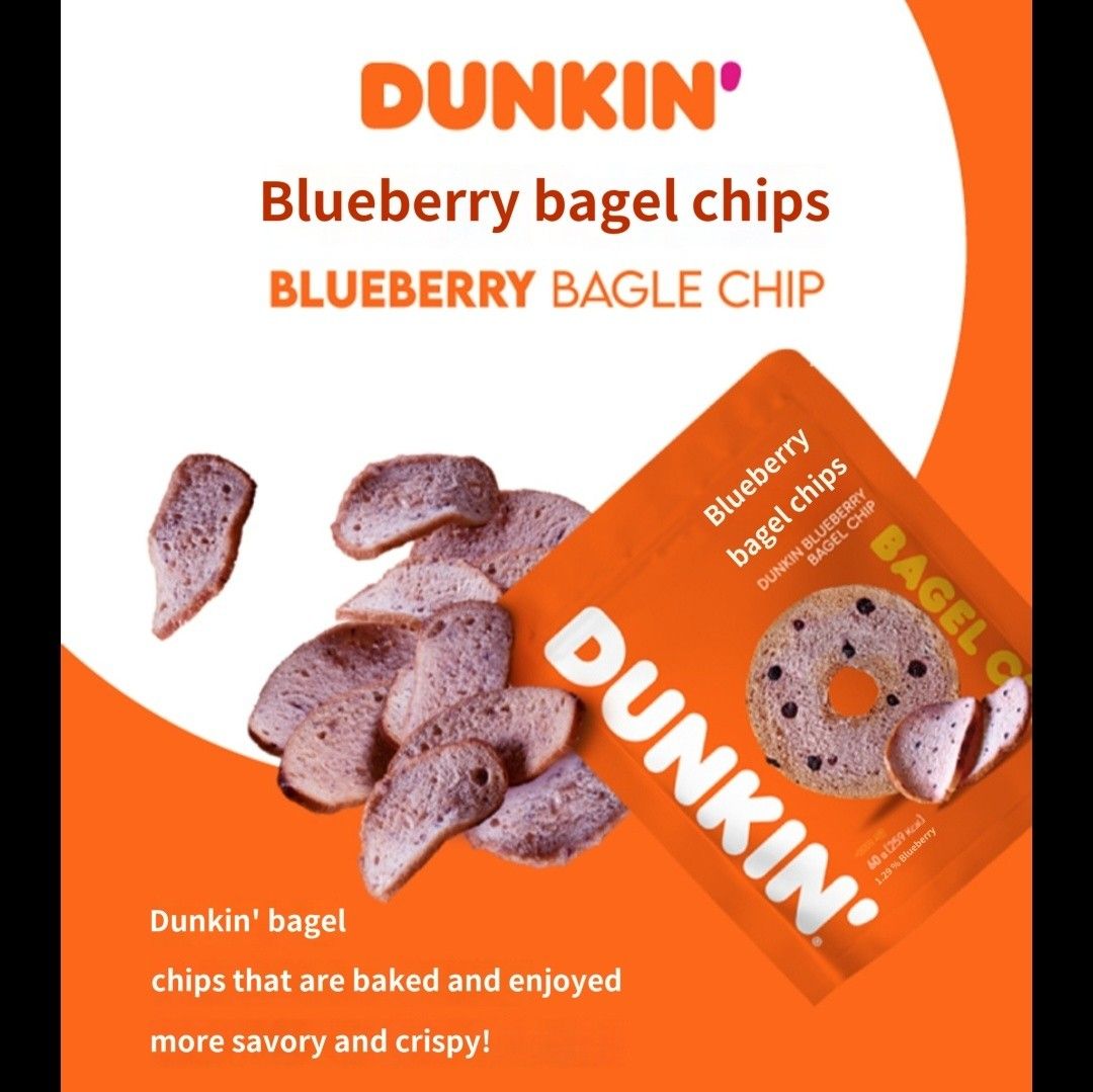 Dunkin' Bagel Chip 60gx12 Cheese/Blueberry, Food & Drinks, Packaged