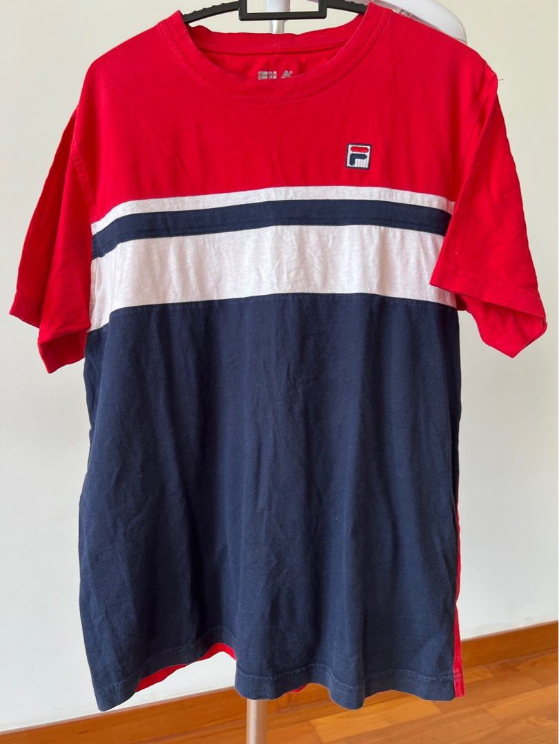 Red and sales white fila shirt
