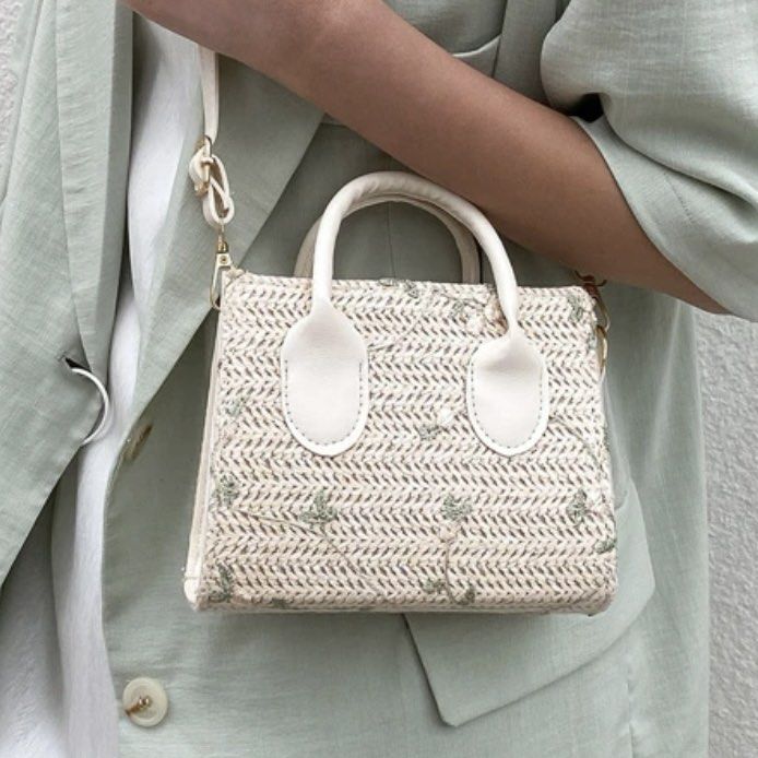 Floral Straw Crossbody Bag Women s Fashion Bags Wallets Cross
