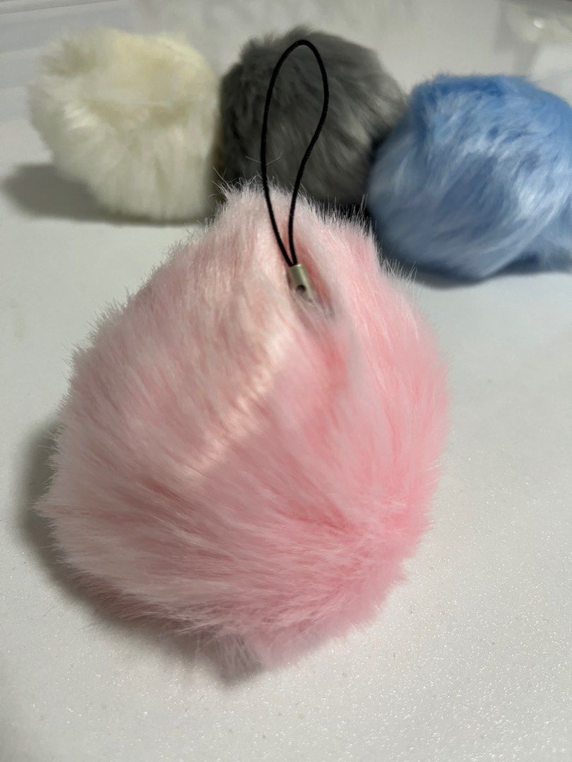 White puff sale ball keychain