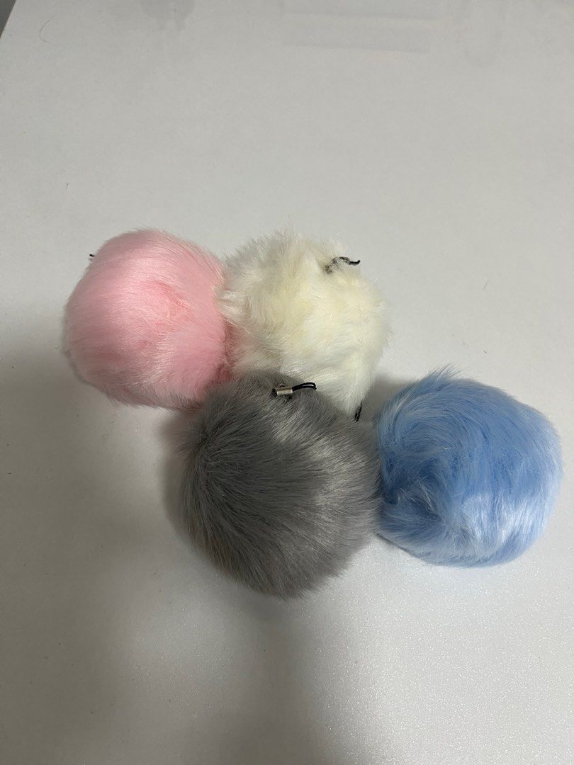 White puff clearance ball keychain