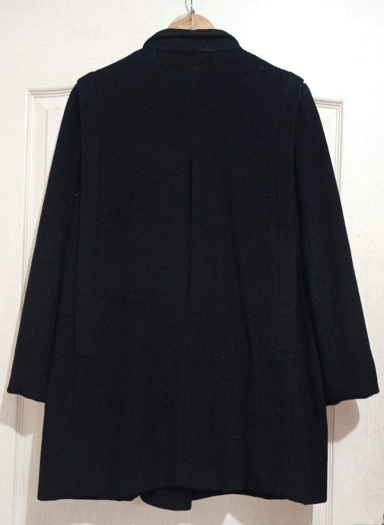FORECASTER PLUS SIZE MIDI BLACK WOOL COAT WINTER JACKET PRELOVED