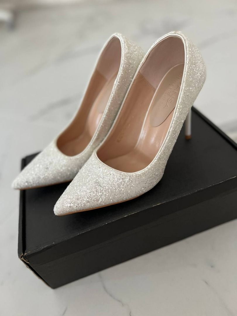 White sparkly high top heels