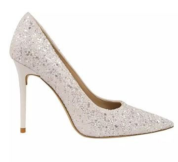 Glitter white wedding heels Women s Fashion Footwear Heels on