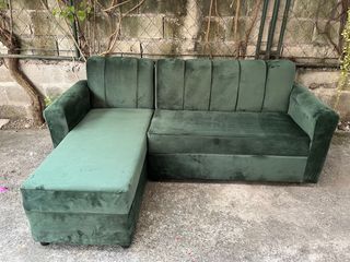 Green Velvet Lshape Sofa